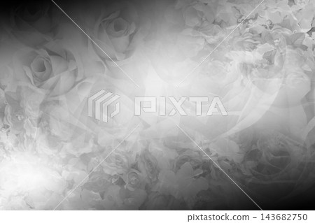 abstract black and white roses flower bouquet on blur gradient black and white roses background, object, decor, card, template, copy space 143682750