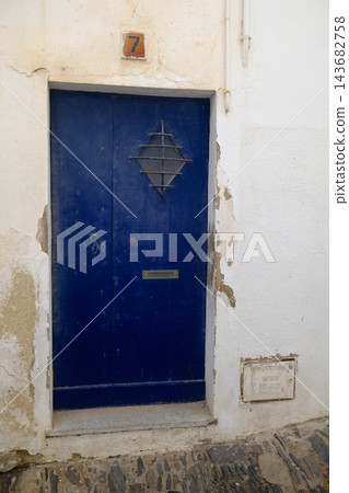 Architectural Door with Distinctive Design, Color and Decorative Details Architectural Door with Distinctive Design, Color and Decorative Details 143682758