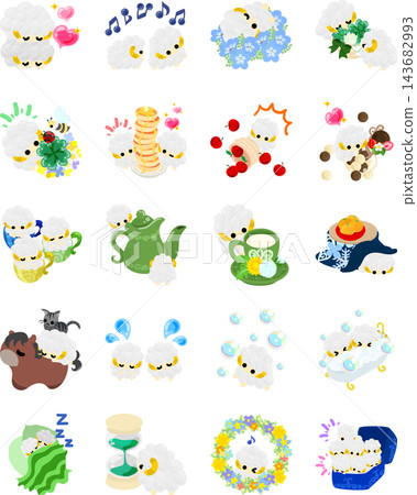 This illustration set features adorable, fluffy sheep that will add a fun touch to your designs. This illustration set features adorable, fluffy sheep that will add a fun touch to your designs. 143682993