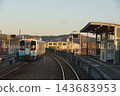 Scenery from the window of the Tosa Kuroshio Railway Gomen-Nahari Line (at dusk): Akaoka Station, Railbus diesel railcar 143683953