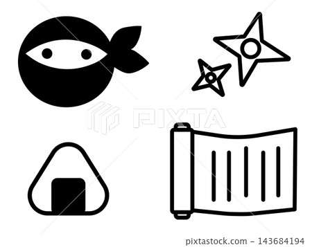 Ninja and tool icon set Ninja and tool icon set 143684194