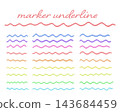 Colorful marker wavy underline set 143684459