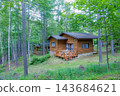 A mountain lodge nestled in the forest 143684621