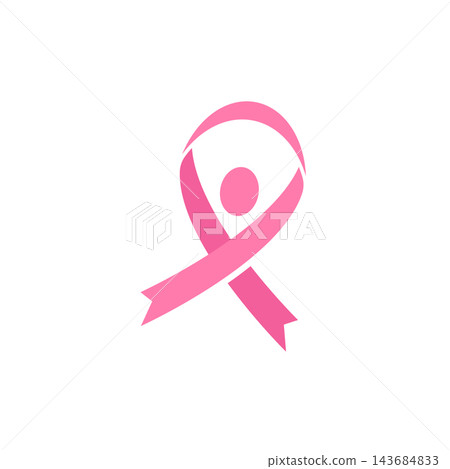 Pink breast cancer awareness ribbon human silhouette Pink breast cancer awareness ribbon human silhouette 143684833