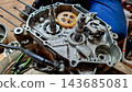 Open Motorcycle Engine Crankcase and Gear Assembly 143685081