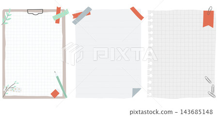 Set of 3 vertical frames featuring hand-drawn style stationery. 143685148