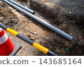 Pipes before being buried underground 143685164