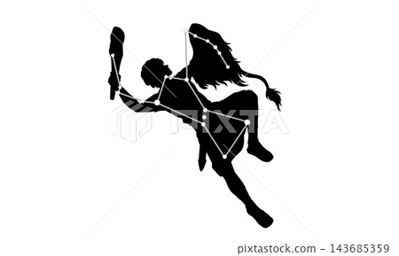 Silhouette illustration of the constellation Orion (Orion and constellation lines) Silhouette illustration of the constellation Orion (Orion and constellation lines) 143685359