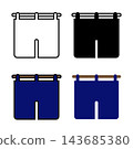 Noren (Japanese curtain) icon, shop, Japanese food, open for business, Japan, simple, black and white, color, vector illustration 143685380