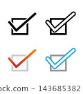 Checkmark icon, confirmation, check, survey, simple, black and white, color, vector illustration 143685382