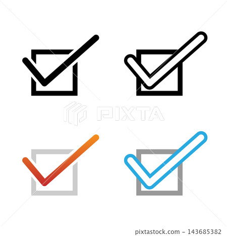 Checkmark icon, confirmation, check, survey, simple, black and white, color, vector illustration Checkmark icon, confirmation, check, survey, simple, black and white, color, vector illustration 143685382