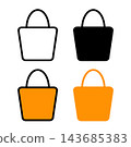 Bag icon, shopping, reusable bag, simple, black and white, color, vector illustration 143685383