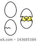 Chick hatching icon, egg, hatching, birth, growth, simple, black and white, color, vector illustration 143685384