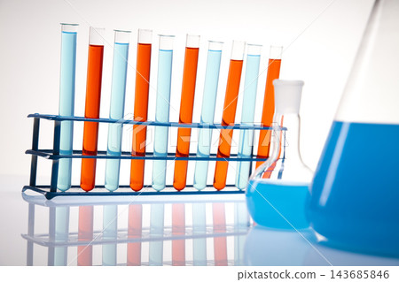 Laboratory Test Tubes with Colorful Chemical Solutions Laboratory Test Tubes with Colorful Chemical Solutions 143685846