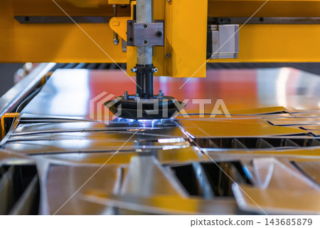 Industrial CNC Laser Cutting Machine Processing Sheet Metal Industrial CNC Laser Cutting Machine Processing Sheet Metal 143685879