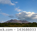 A view of Sakurajima in Kagoshima Prefecture. Smoke rises high into the clear sky. 143686033