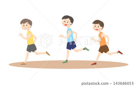 The track and field club members running The track and field club members running 143686053