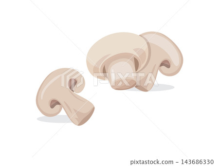 fresh white button mushrooms whole and sliced isolated on background fresh white button mushrooms whole and sliced isolated on background 143686330
