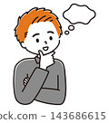 Illustration of a man smiling and imagining, with a speech bubble. 143686615