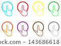 Pointing and tapping icon, 8 color variations. 143686618