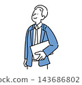 A simple illustration of the upper body of a businessman in a suit with a smile. 143686802