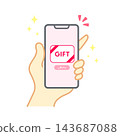 Social gift icon - person holding a smartphone 143687088