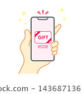 Social gift icon - person holding a smartphone 143687136