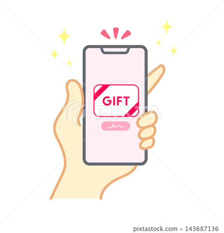 Social gift icon - person holding a smartphone Social gift icon - person holding a smartphone 143687136