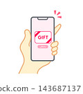 Social gift icon - person holding a smartphone 143687137