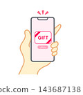 Social gift icon - person holding a smartphone 143687138