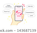 Social gift icon - person holding a smartphone 143687139