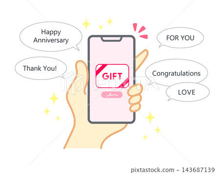 Social gift icon - person holding a smartphone Social gift icon - person holding a smartphone 143687139