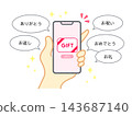 Social gift icon - person holding a smartphone 143687140