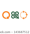 Recycling and sustainability icons set with arrows and knots on white background 143687512