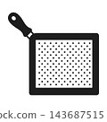 Black frying pan with perforated grill surface, kitchen cookware icon 143687515