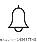 Bell icon, notification, simple, black 143687548