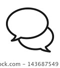 Conversation icon, two speech bubbles, simple, black. 143687549