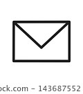 Email icon, envelope, simple, black 143687552