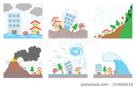 Icon set for natural disasters Icon set for natural disasters 143688018