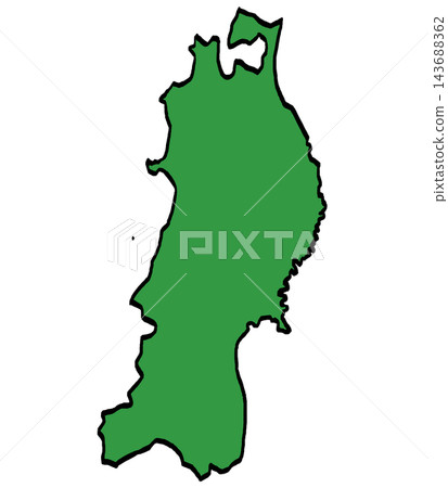 東北地區地圖插圖(綠色/筆觸風格)日式風格 東北地區地圖插圖(綠色/筆觸風格)日式風格 143688362