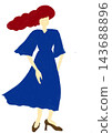An illustration of a woman with red hair and a blue dress (with a transparent background). 143688896