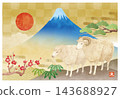 以綿羊為主題的新年賀卡模板 143688927