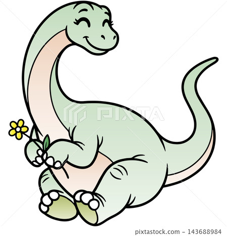 Fun dinosaur illustration ☆ Brontosaurus Fun dinosaur illustration ☆ Brontosaurus 143688984