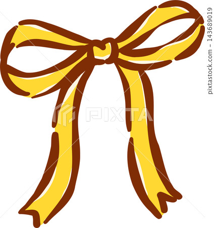 Hand drawn Yellow Ribbon Bow Illustration 143689019