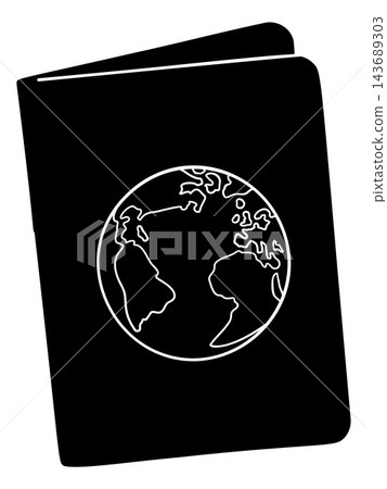 Passport with Globe Black Silhouette Illustration 143689303