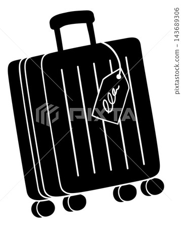 Rolling Suitcase with Luggage Tag Silhouette Rolling Suitcase with Luggage Tag Silhouette 143689306