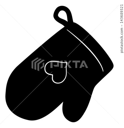 Oven Mitt Glove with Heart Kitchen Silhouette Oven Mitt Glove with Heart Kitchen Silhouette 143689321