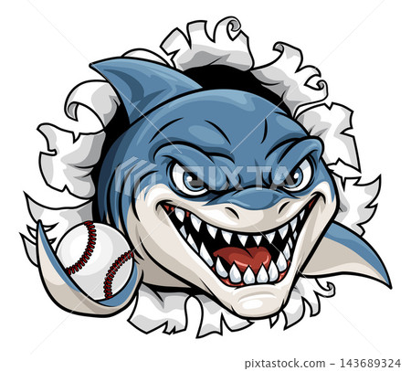 Shark Baseball Ball Cartoon Sports Team Mascot 143689324