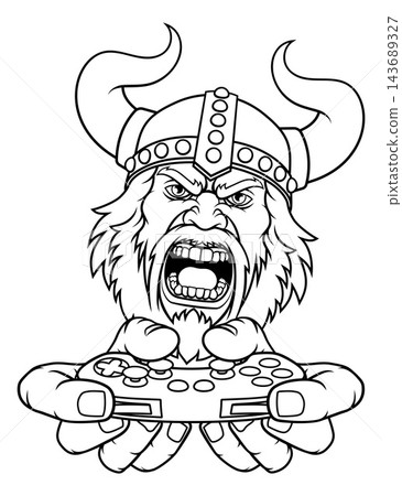 Viking Gamer Sports Team Mascot Man 143689327
