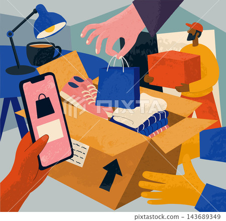 Online Shopping Delivery Ecommerce Concept Artwork Online Shopping Delivery Ecommerce Concept Artwork 143689349